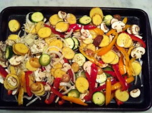 veggies on pan - quesadillas